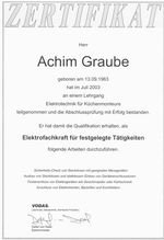 zertifikat elektroinstallation